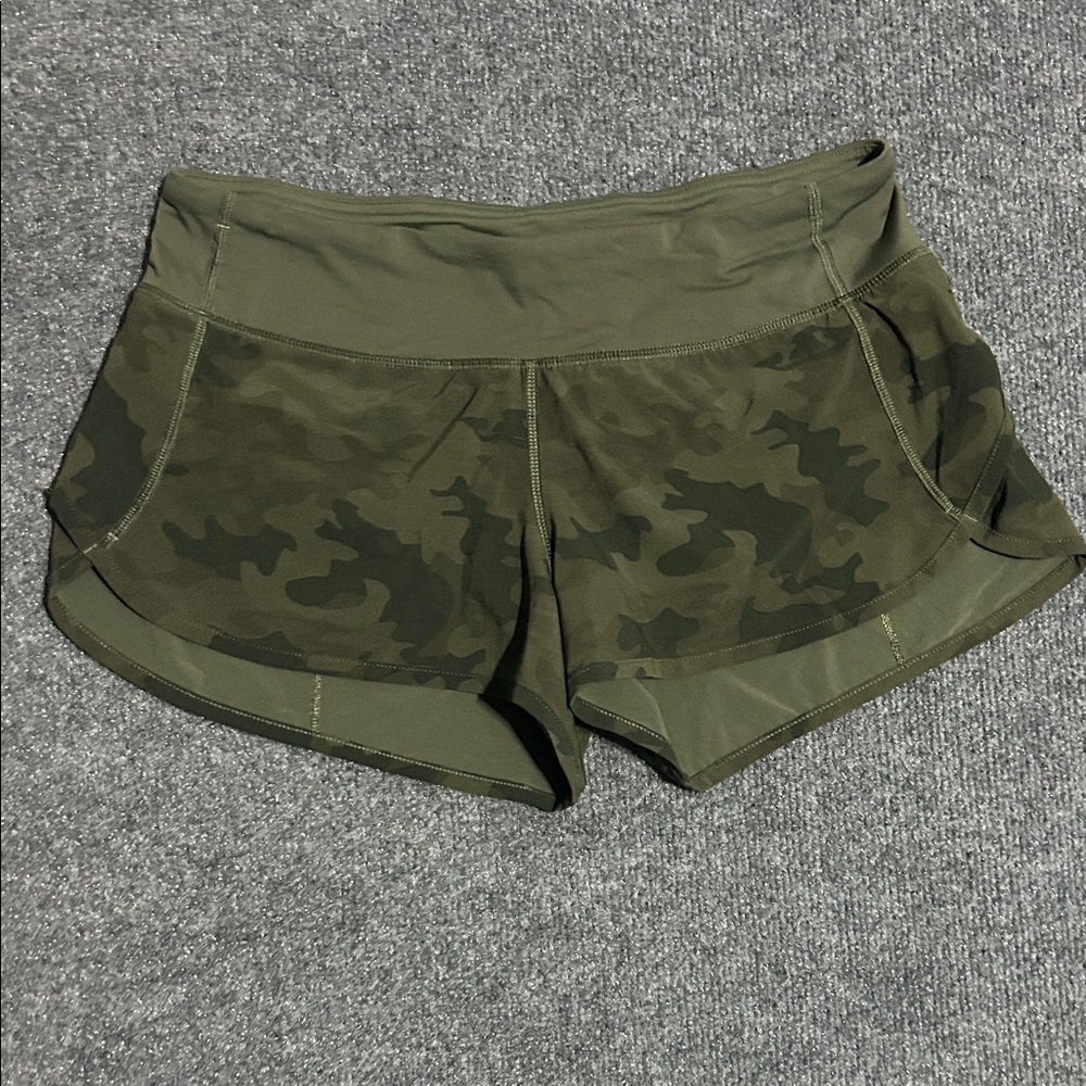 lululemon athletica Olive Green Camo Athletic Shorts